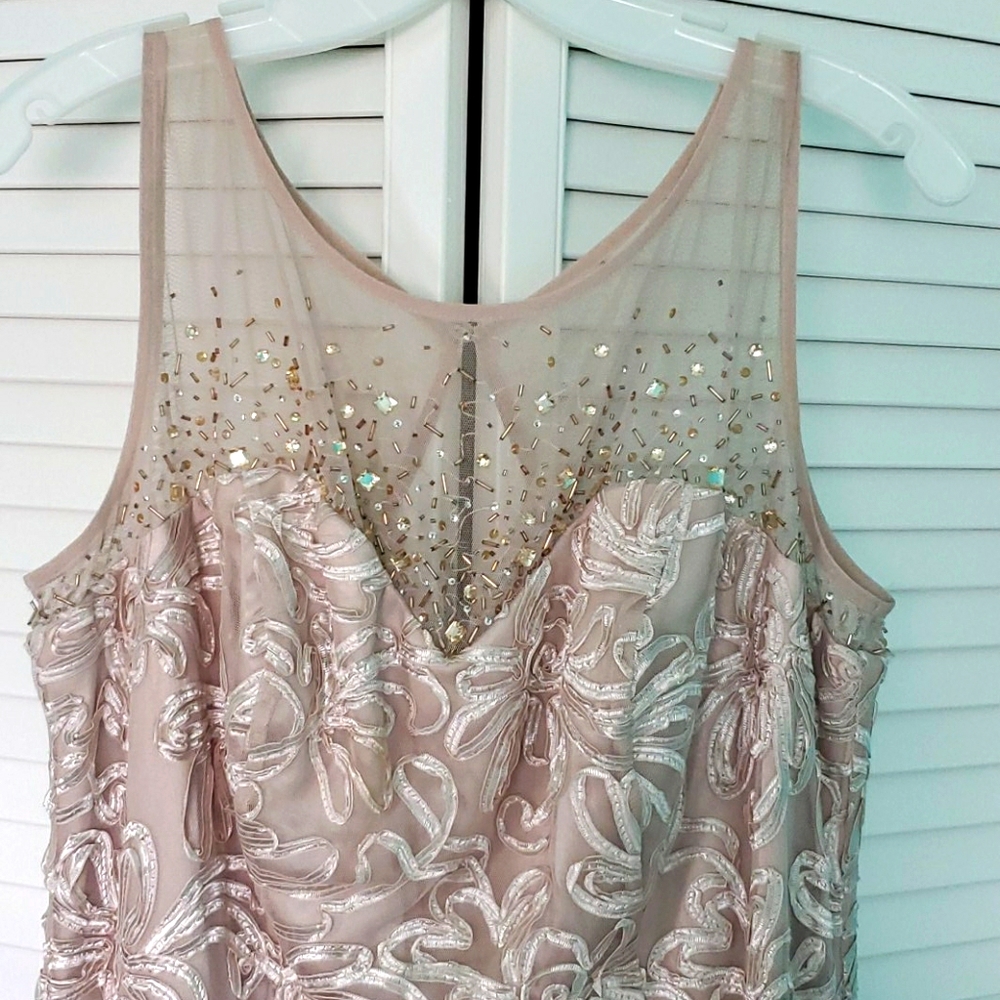 Beaded long formal dress with sheer wrap